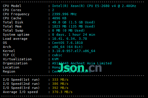 对香港CN2云服务器简单测评